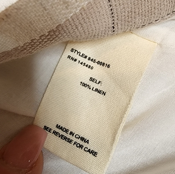 NWT Anthopologie Mo:vint Linen Beige Plaid Sleeveless Button Midi Dress Medium - Picture 13 of 16